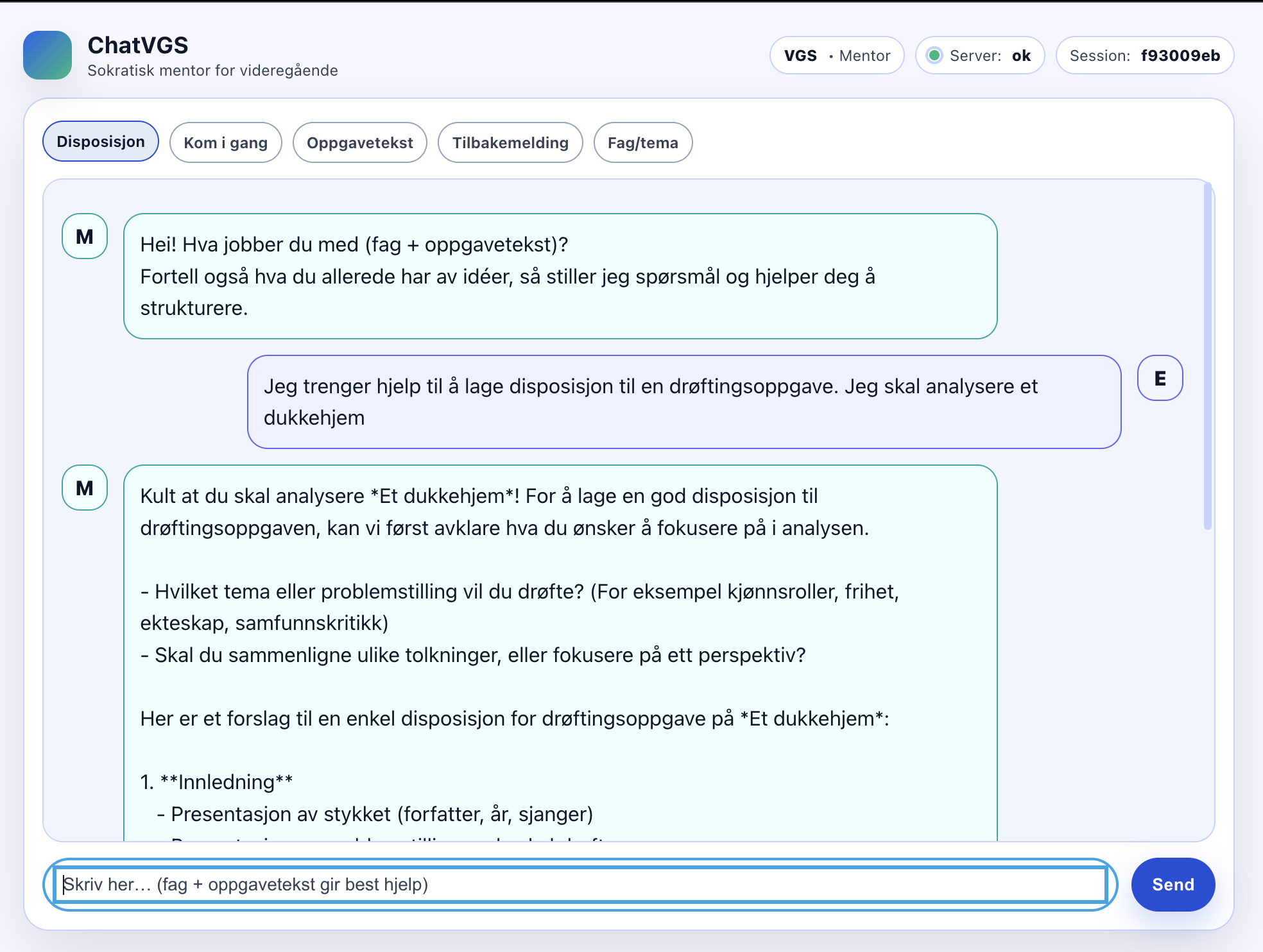 ChatVGS analysis view