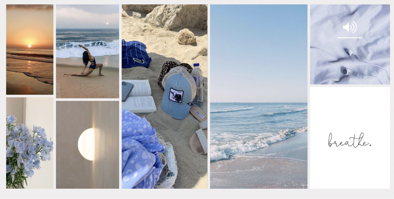 Moodboard: hav, varme toner og rolig lys